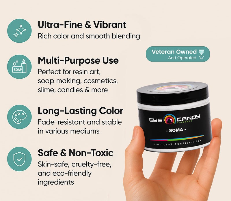 Eye Candy Pigments Premium White Mica Powder - Soma (50gr) - for Epoxy, Resin, Soap, Paint, Woodworking, Acrylic Pouring, Bath Bombs, Fishing Lures - DIY Arts and Crafts Additive - Image 2